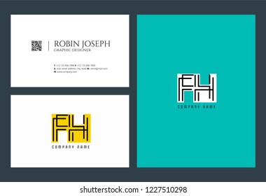 F H Joint logo icon with business card vector template.
