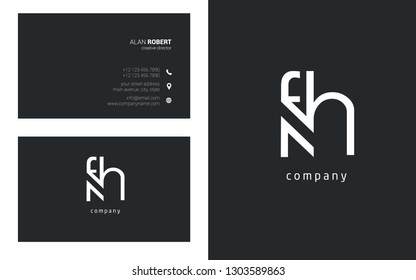 F & H line logo joint letter design with business card template