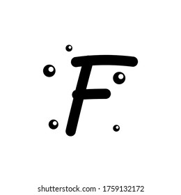 F hand drawn alphabet vector design template illustration