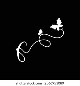  F Handwritten initial letter, F simple signature vector logo with butterfly shape variation, beauty, photography letter logo design. F