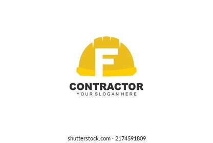 F Hard Hat Logo Design Inspiration. Vector Letter Template Design For Brand