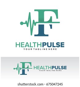 F Health Pulse Letter Logo Template Design Vector, Emblem, Design Concept, Creative Symbol, Icon