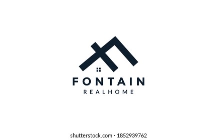 F para el diseño del icono vectorial del logotipo de la vivienda