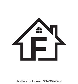 f home logo design. Real estate company logo design vector