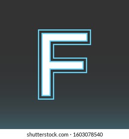 F initial 3D logo icon vector font text design graphic With outline simple premium cyan light blue
