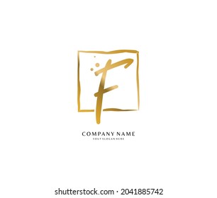 F Initial handwriting or handwritten logo for identity. Logo with signature and hand drawn style.