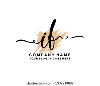 I F Initial Handwriting Logo Template
