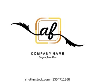 A F Initial Handwriting Logo Template