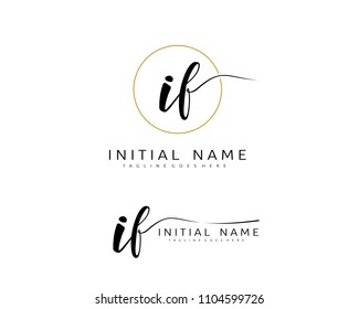 I F Initial handwriting logo vector. Hand lettering for designs.