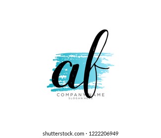 A F Initial handwriting logo vector template