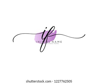 I F Initial handwriting logo vector