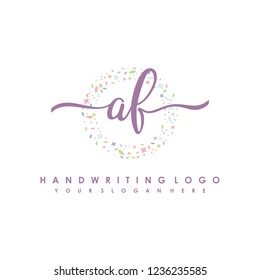 A F Initial handwriting logo vector