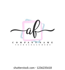 A F Initial handwriting logo vector