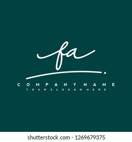 F A Initial handwriting logo vector