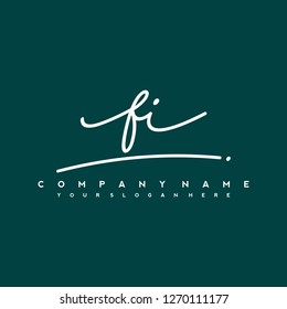F I Initial handwriting logo vector