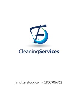 F Initial letter for cleaning service logo business concept. Home, house, office care, maintenance business logo brand vector design, 