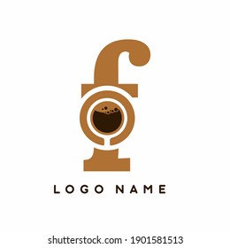 f initial letter with coffee cup logo vector template