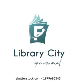 F Letra inicial Llanura Tipo de logotipo de libro moderno para educación, librería, librería, biblioteca, venta al por menor, papel, marca de logotipo comercial