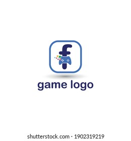 f initial letter with game console icon and pixel for gaming logo concept. game startup application