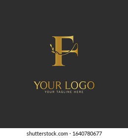 F Initial letter Gold Logo Icon classy gold letter suitable for boutique restaurant wedding service hotel or business identity.