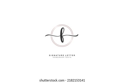 F Initial letter handwriting and  signature logo. A concept with template element.