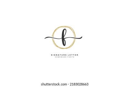 F Initial letter handwriting and  signature logo. A concept with template element.