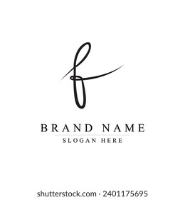 F Initial Letter Logo. Handwritten Signature Style Logo F
