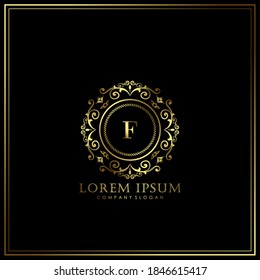 F Initial Letter Luxury Logo template in vector art for Restaurant, Royalty, Boutique, Cafe, Hotel, Heraldic, Jewelry, Fashion and other vector illustration.