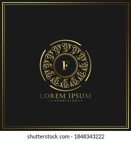 F Initial Letter Luxury Logo template in vector art for Restaurant, Royalty, Boutique, Cafe, Hotel, Heraldic, Jewelry, Fashion and other vector illustration.