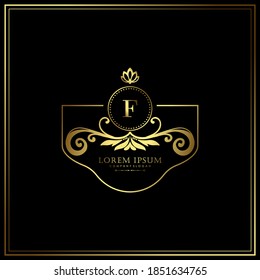 F Initial Letter Luxury Logo template in vector art for Restaurant, Royalty, Boutique, Cafe, Hotel, Heraldic, Jewelry, Fashion and other vector illustration.