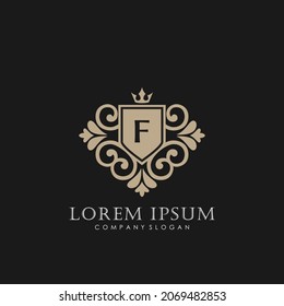 F Letra inicial Modelo de logotipo de lujo en arte vectorial para restaurante, Royalty, Boutique, Cafe, Hotel, Heraldic, Jewelry, Moda y otras ilustraciones vectoriales