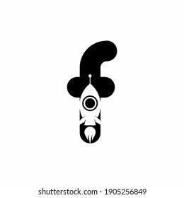 F initial letter with rocket shape logo design