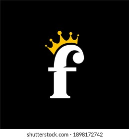 f initial letter vector logo with crown vector logo template for business branding