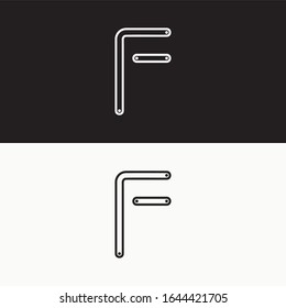 F Initial Logo Icon Outline Dots Side