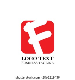 F initial logo text template in red color Free Vector