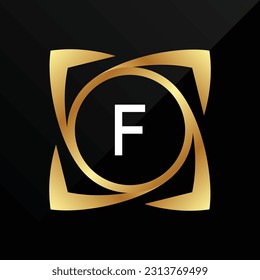 F Initial luxury gold Letter Type Logo Sign Symbol Icon Simple Elegance