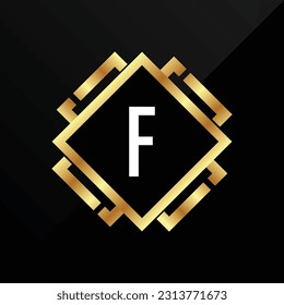 F Initial luxury gold Letter Type Logo Sign Symbol Icon Simple Elegance