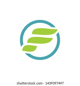 F Initial with nature style logo design