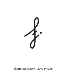 F initial signature handwriting flat design
