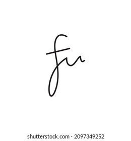 F diseño plano de escritura a mano de firma inicial