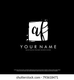 A F initial square logo template vector