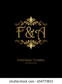 F & A initial wedding logo template vector