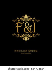 F & I initial wedding logo template vector