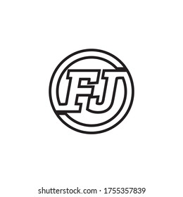 F J circle lines letter logo design vector
