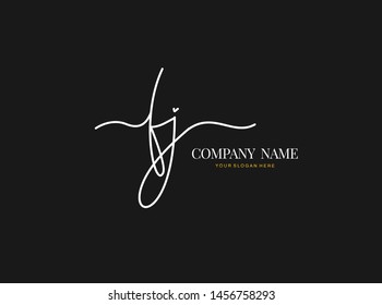 F J FJ Initial handwriting logo design with circle. Beautiful design handwritten logo for fashion, team, wedding, luxury logo.