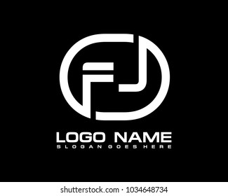F J Initial circle logo template vector