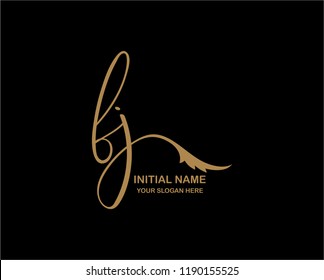 F J Initial Handwriting Logo Template