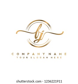 F J Initial handwriting logo vector