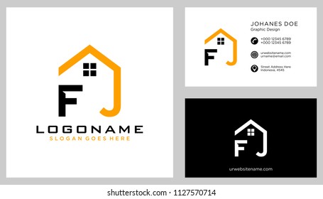 F J initial logo template vector