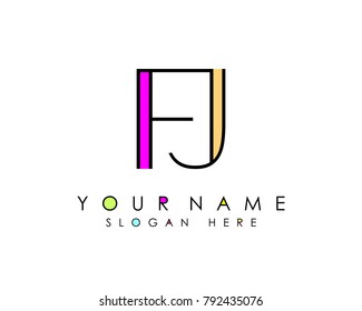 F & J initial minimalist logo template vector